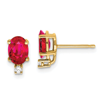 14k 7x5mm Oval Ruby & AAA Diamond Earrings