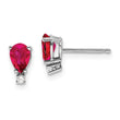 14k White Gold 6x4mm Pear Ruby & AAA Diamond Earrings