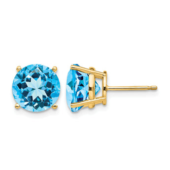 14k 10mm Blue Topaz Earrings - Birthstone Company