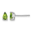 14k White Gold 5x3mm Pear Peridot Earrings - Birthstone Company