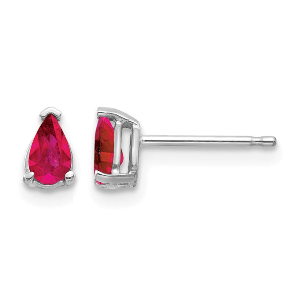 14k White Gold Ruby Earrings - Birthstone Company