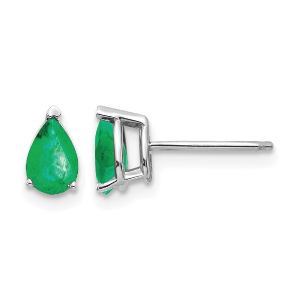 14k White Gold Emerald Earrings - Birthstone Company