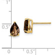 Pear Checker-Cut Smoky Quartz Stud Earrings in 14K Yellow Gold, 7x5mm
