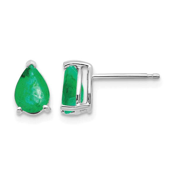 14k White Gold Emerald Earrings - Birthstone Company