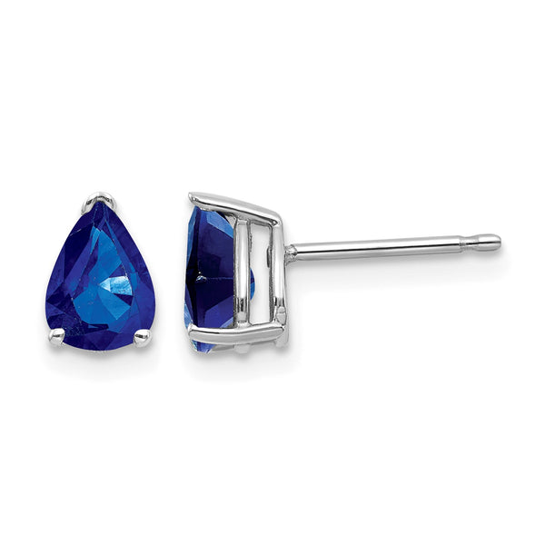 14k White Gold Sapphire Earrings - Birthstone Company