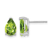 14k White Gold 9x6mm Pear Peridot Earrings - Birthstone Company