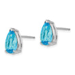 14k White Gold 10x7mm Pear Blue Topaz Earrings - Birthstone Company