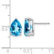 14k White Gold 10x7mm Pear Blue Topaz Earrings - Birthstone Company