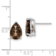 Pear Smoky Quartz Stud Earrings in 14K White Gold, 10x7mm