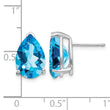 14k White Gold 12x8mm Pear Blue Topaz Earrings - Birthstone Company