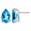 14k White Gold 12x8mm Pear Blue Topaz Earrings - Birthstone Company
