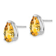 14k White Gold Citrine Pear Stud Earrings - Birthstone Company
