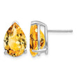 14k White Gold Citrine Pear Stud Earrings - Birthstone Company