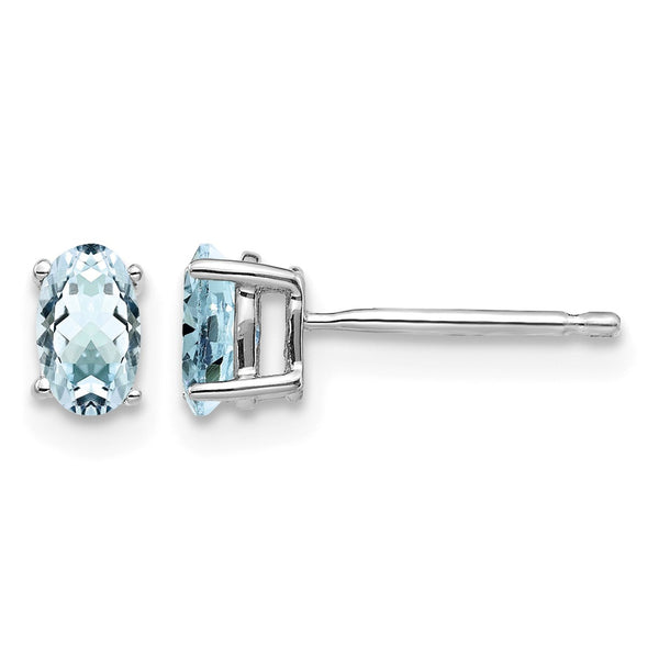 14k White Gold Aquamarine Earrings - Birthstone Company