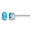 14k White Gold 5x3mm Oval Blue Topaz Earrings - Birthstone Company