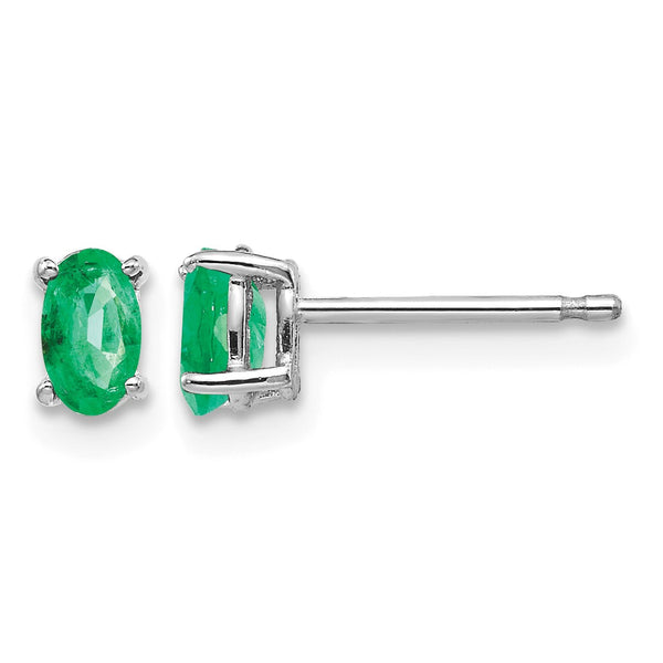 14k White Gold Emerald Earrings - Birthstone Company