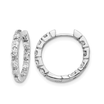 14k White Gold 5/8 carat AA Diamond In/Out Hinged Hoop Earrings - Birthstone Company