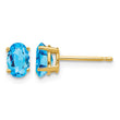 14k 6x4mm Oval Blue Topaz Earrings - Birthstone Company