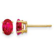14k 6mm x 4mm Ruby Oval Post Stud Earrings - Birthstone Company