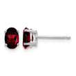 14k White Gold 6x4mm Oval Garnet Earrings - Birthstone Company