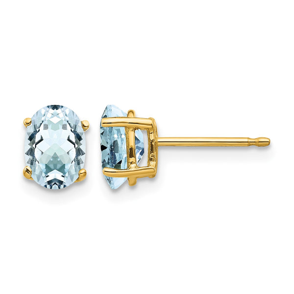 14k Aquamarine Post Earrings - Birthstone Company