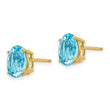 14k 9x7mm Oval Blue Topaz Earrings - Birthstone Company