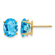 14k 9x7mm Oval Blue Topaz Earrings - Birthstone Company