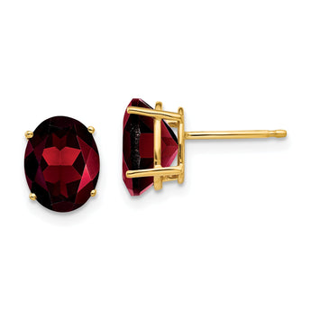 14k 9x7mm Oval Garnet Earrings