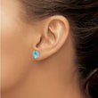 14k White Gold 9x7mm Oval Blue Topaz Earrings - Birthstone Company