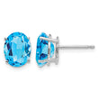 14k White Gold 9x7mm Oval Blue Topaz Earrings - Birthstone Company
