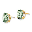 Oval Green Quartz Stud Earrings in 14K Yellow Gold, 10x8mm