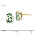 Oval Green Quartz Stud Earrings in 14K Yellow Gold, 10x8mm