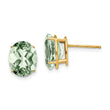 Oval Green Quartz Stud Earrings in 14K Yellow Gold, 10x8mm
