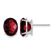 14k White Gold 10x8mm Oval Garnet Checker Earrings - Birthstone Company