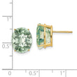 Checker-Cut Green Quartz Stud Earrings in 14K Yellow Gold, 12x10mm