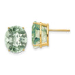 Checker-Cut Green Quartz Stud Earrings in 14K Yellow Gold, 12x10mm