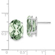 Oval Green Quartz Stud Earrings in 14K White Gold, 14x10mm