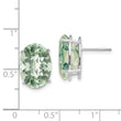Oval Checker-Cut Green Quartz Stud Earrings in 14K White Gold, 14x10mm