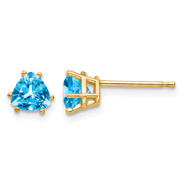 14k 5mm Trillion Blue Topaz Earrings - Birthstone Company
