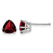 14k White Gold 6mm Trillion Garnet Earrings - Birthstone Company