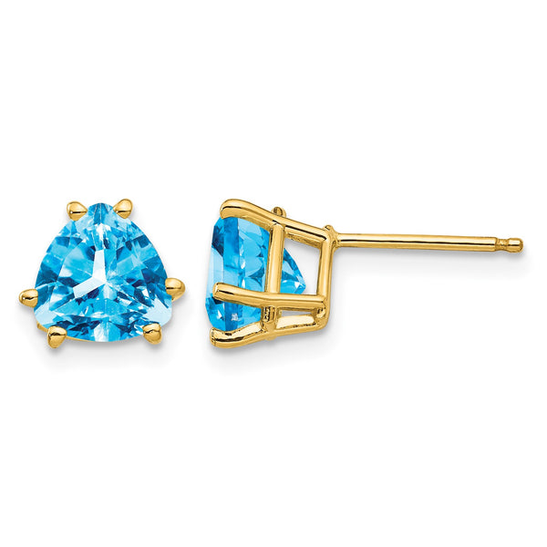 14k 7mm Trillion Blue Topaz Earrings - Birthstone Company
