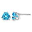 14k White Gold 7mm Trillion Blue Topaz Earrings - Birthstone Company