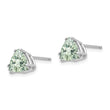 Trillion Checker-Cut Green Quartz Stud Earrings in 14K White Gold, 7mm