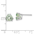 Trillion Checker-Cut Green Quartz Stud Earrings in 14K White Gold, 7mm