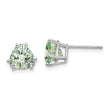Trillion Checker-Cut Green Quartz Stud Earrings in 14K White Gold, 7mm