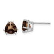 Trillion Checker-Cut Smoky Quartz Stud Earrings in 14K White Gold, 7mm