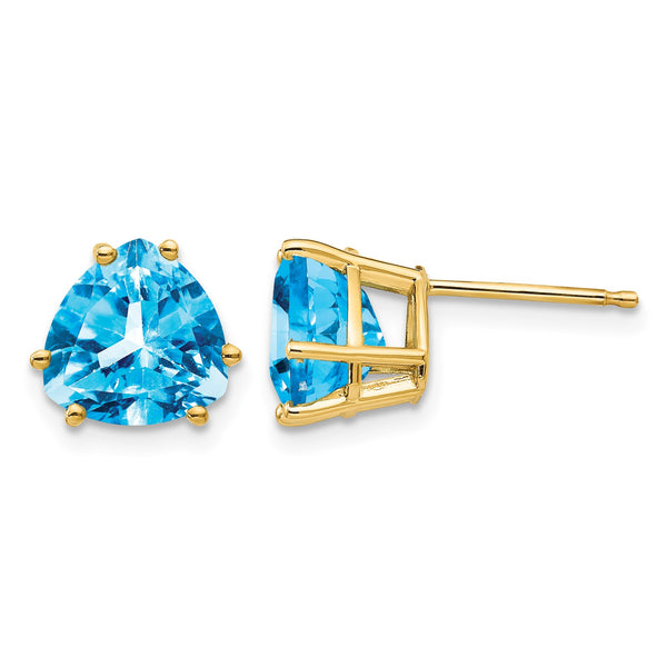 14k 8mm Trillion Blue Topaz Earrings - Birthstone Company