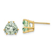 Checker-Cut Green Quartz Stud Earrings in 14K Yellow Gold, 8mm