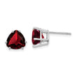 14k White Gold Garnet Trillion Stud Earrings