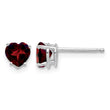 14k White Gold 5mm Heart Garnet Earrings - Birthstone Company